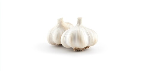 Poster - Garlic bulbs on white surface