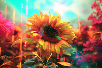 Canvas Print - sunflower in the field Generative AI	
