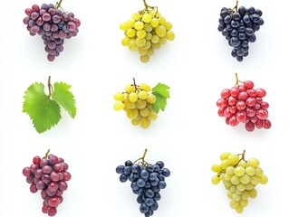 Poster - Colored Grapes on White Surface