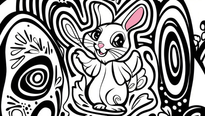 Coloring page, cute bunny