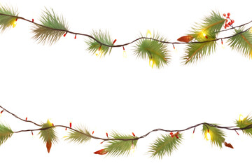 Decorative christmas border branch plant tree.