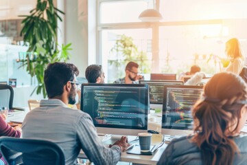 Group of business people and software developers working as a team in office, Generative AI