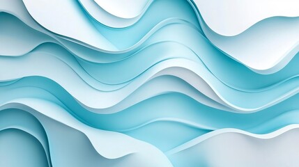 Elegant blue wave pattern on a simple white surface. Premium wave background for banners, generative ai