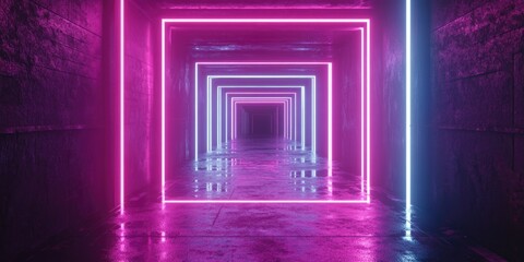 Canvas Print - Neon lit hallway