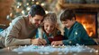 © ZeNDaY - Happy family decorating gingerbread cookies for Christmas