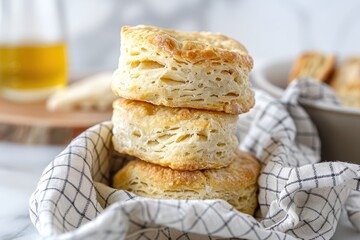 Canvas Print - Flaky Southern Buttermilk Biscuits Ready to Eat for Breakfast