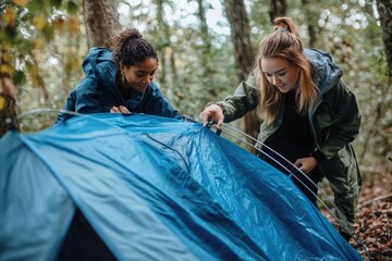 Sticker - Tent Setup in Woods