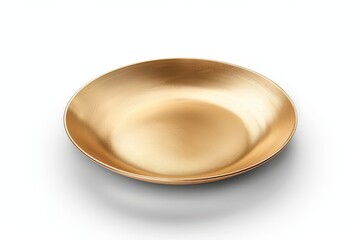 Sticker - Golden plate on white background empty with shadow for food poster design