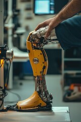 Poster - Man assembling robotic foot