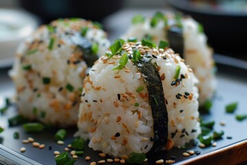 Poster - Homemade Japanese Tuna Mayo Onigiri Rice Balls with Seaweed