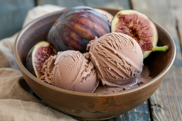 Poster - Ice cream with fig and chestnut in the bowl