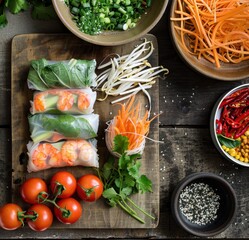 Poster - Ingredients and preparation of spring rolls