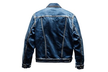 Canvas Print - Back view - blue jeans jacket isolated on white background, denim jacket close up,