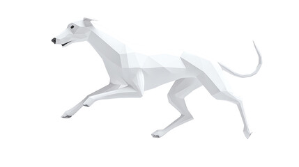 Wall Mural - 3D cartoon of Graceful greyhound running on transparent background