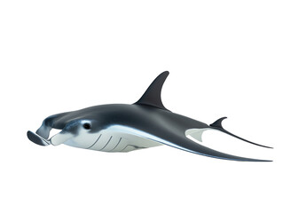 Wall Mural - 3d cartoon of graceful manta ray swimming on transparent background