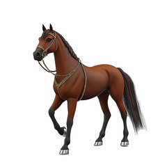 Wall Mural - 3d cartoon of regal arabian horse trotting on transparent background