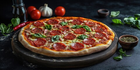 Canvas Print - Pepperoni Pizza Ingredients