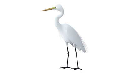 Wall Mural - 3d cartoon of tall great egret standing on transparent background