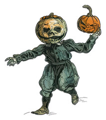 Sticker - PNG  Vintage Halloween pumpkin character