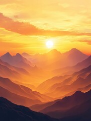 Wall Mural - Mountain Range Sunset