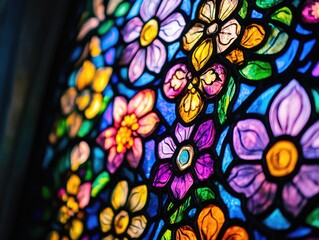 Canvas Print - Stained Glass Window Close Up