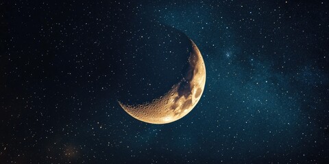 Canvas Print - Half moon in night sky with stars