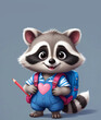 © Foxgrafix - Cute cartoon raccoon with backpack