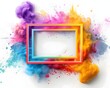 © Bussakon - Vibrant Rainbow Colored Abstract Frame with Bold Patterns and Textures on White Background