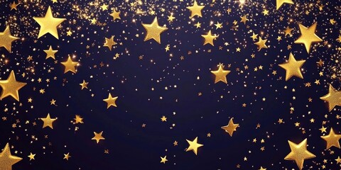 Wall Mural - gold stars on black background