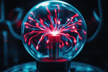 Wall Mural - Plasma Ball with Red and Blue Lights