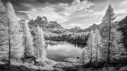 Canvas Print - Lake surrounded by trees