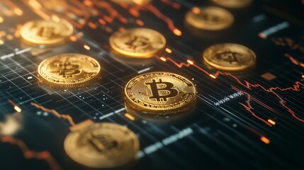 Canvas Print - gold bitcoin background