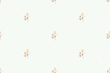 Wall Mural - Cute feminine seamless watercolor pattern with little tiny wildflowers, hand drawn, not AI