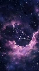 Wall Mural - stars and constellations shine brightly in the night sky surrounded by colorful cosmic clouds