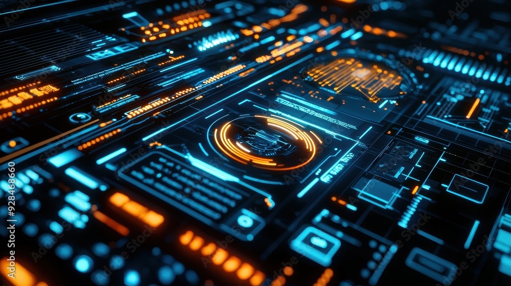 Computer Advanced Interface Detailed view of an advanced AI-driven user interface, modern and ...