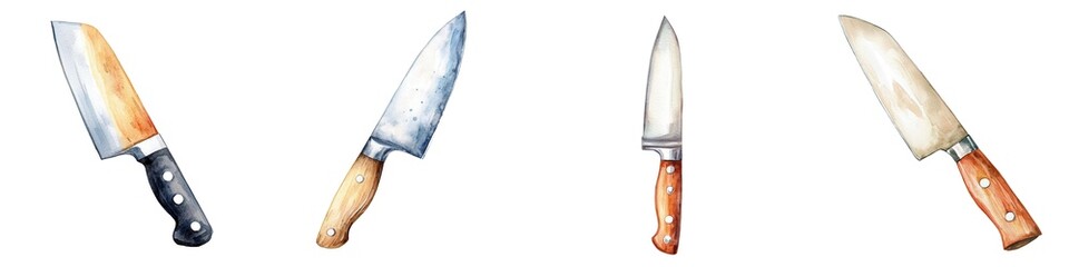 A collection of various kitchen knives showcasing different designs and blade styles for culinary enthusiasts.