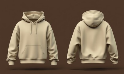 Sticker - Print-ready hooded sweatshirt mockup on white background, 3D rendering, illustration in 3D