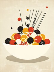 arty illustration of a pasta dish