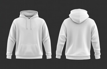 Sticker - An isolated white background with an isolated white hoodie template in the shape of a sweatshirt with long sleeves and clipping path.