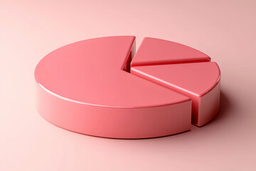 Aufkleber - A pie chart, isolated on a pastel peach background, representing the division of data in statistics,