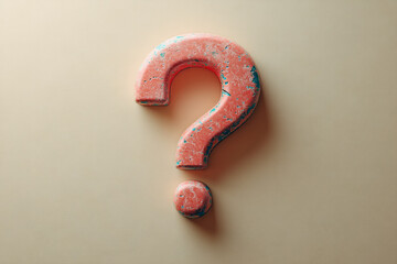 Aufkleber - A question mark, isolated on a pastel cream background, symbolizing curiosity and inquiry,