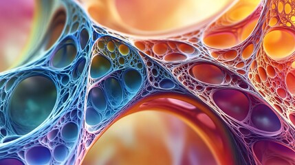 Poster - Colorful abstract patterns in intricate network design at a close range