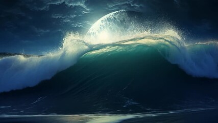 Poster - A large wave crashing into a planet