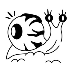 Poster - A doodle style icon of scary snail 