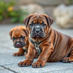 Wall Mural - Brown cane corso dog puppy cane corso puppies Ultra realistic Photorealistic 