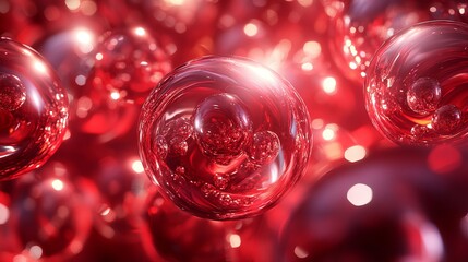 Canvas Print - Red spheres illuminated in a mesmerizing close-up observation