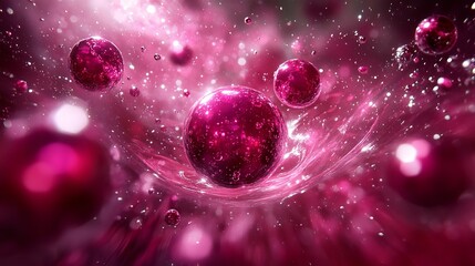 Sticker - Abstract pink galaxy with swirling spheres and sparkling effects