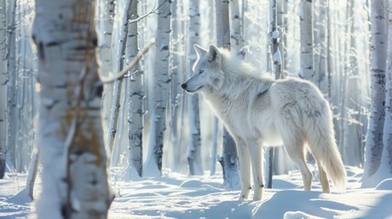 Poster - Arctic Wolf in Snowy Forest