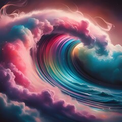Wall Mural - Smokey Rainbow Iridescent Abstract Wave