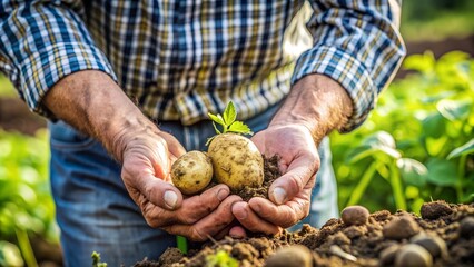 Close-up hand holding potato